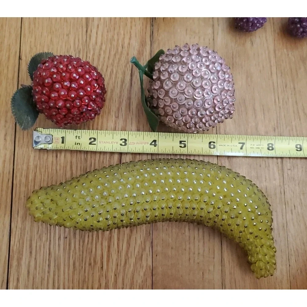 Lot of Vintage Sequined Beaded Faux Fruit Orange Apple Banana Berries Lot 2